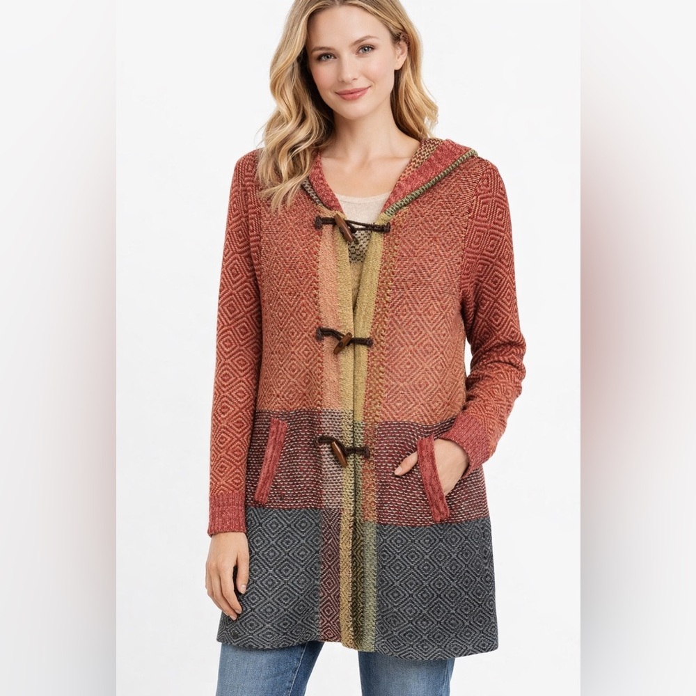 Anthropologie Sparrow‎ Hooded Toggle Cardigan Sweater – Boho Knit. Size large